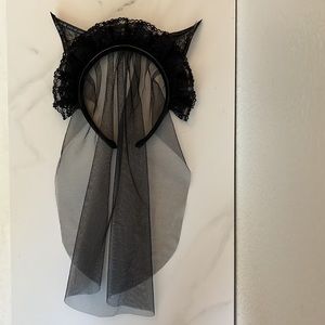 Cat Headband with Sheer Black Veil